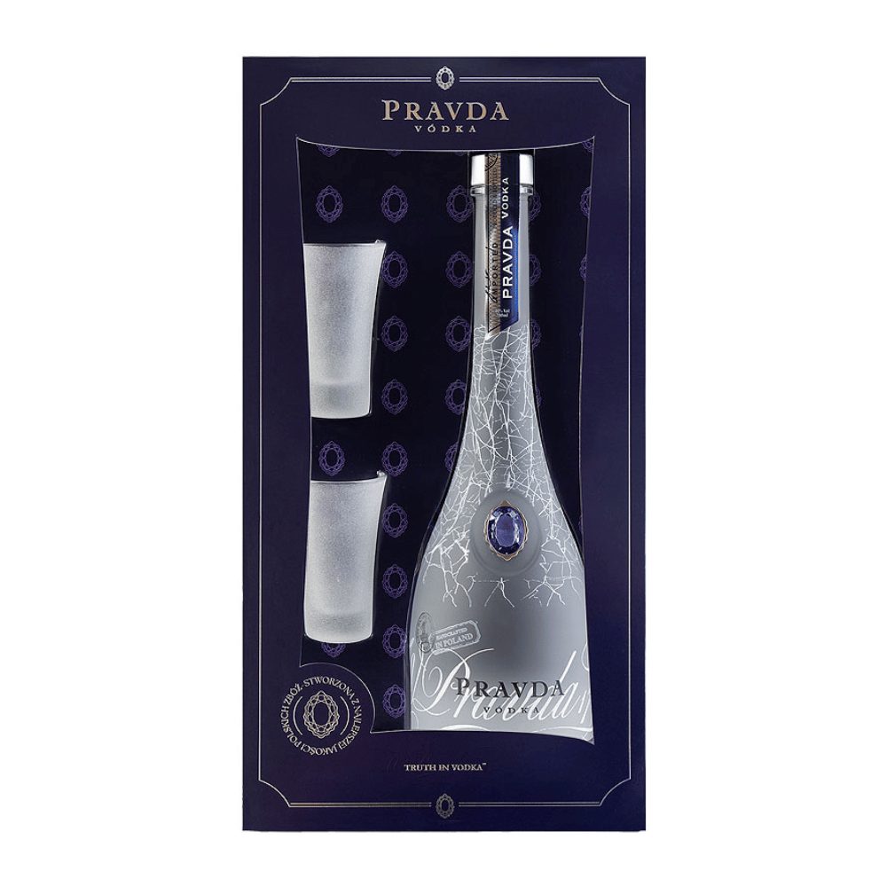 Wódka Pravda 40% 700 ml + 2 kieliszki